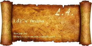 Löv Anina névjegykártya